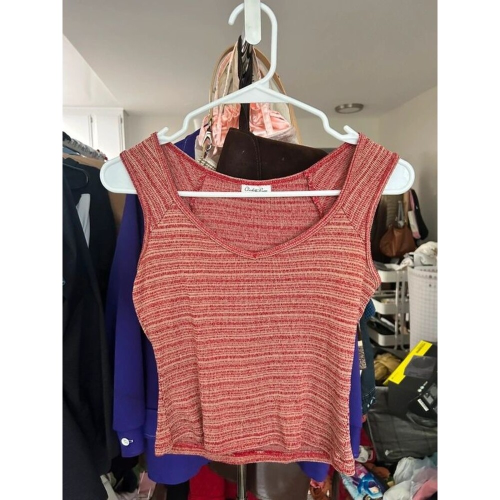 Y2K vintage Charlotte Russe red & pink striped cropped tank top